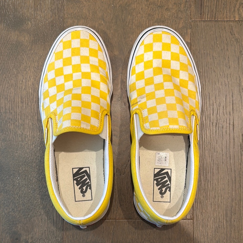 Vans Yellow Checkered Slip-On Shoes